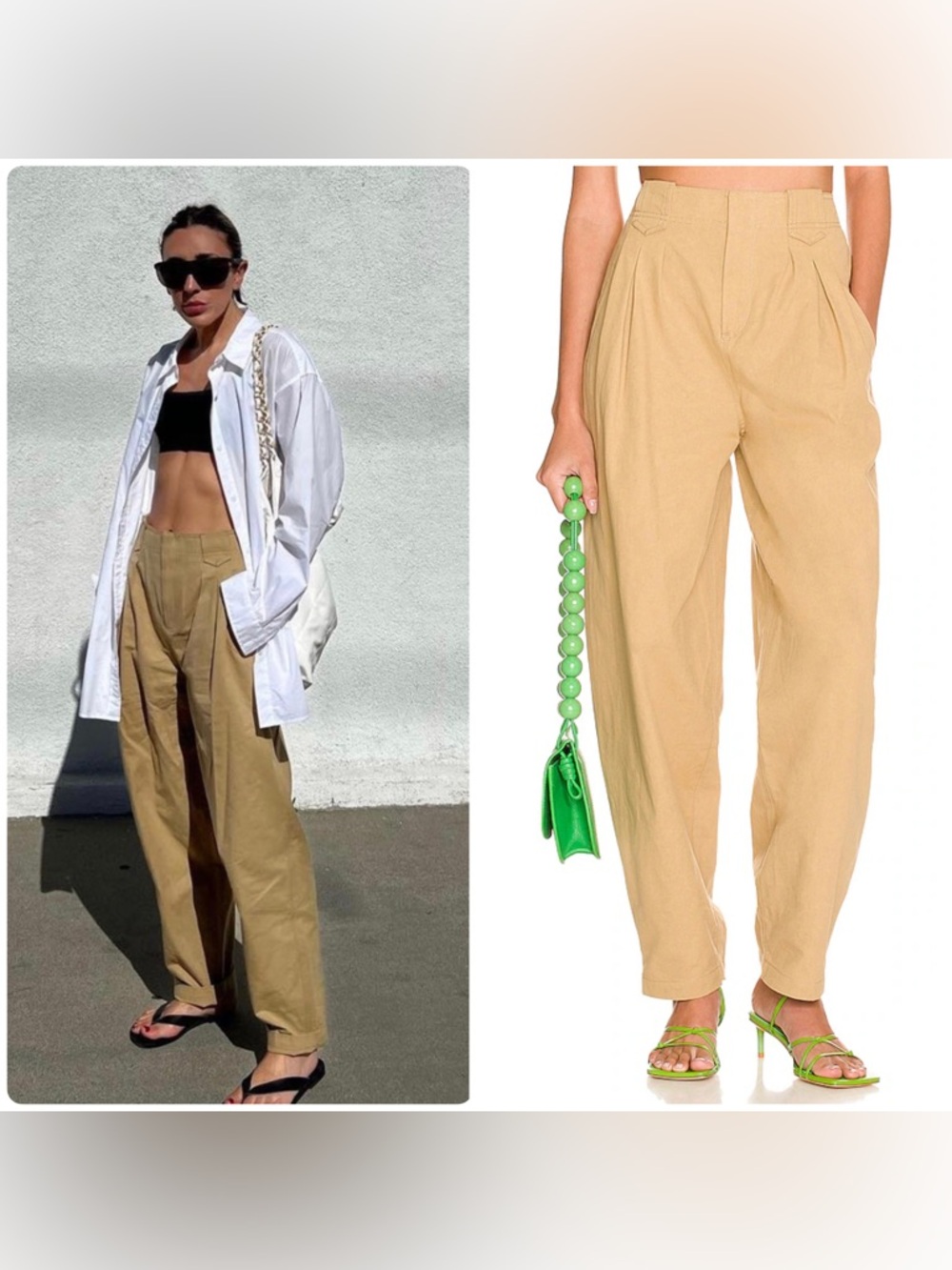 New! Song Of Style Quinn Khaki Balloon Tapered Trouser Pant Small Nwt! — image 6 of 8